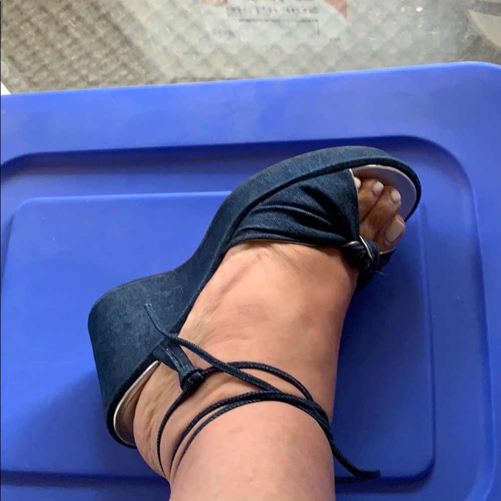 Nine West Denim Wedge Sandal 11M